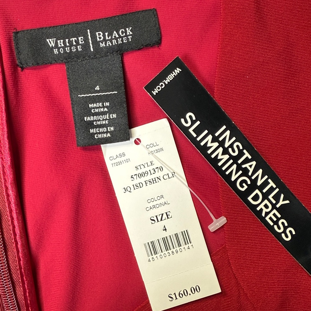 WHBM Slimming Bandage Sheath Dress 4 Red Shaping Sweetheart Valentine Femme NEW - Picture 4 of 17